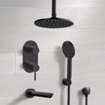 Remer TSH72 Matte Black Tub and Shower System With 8